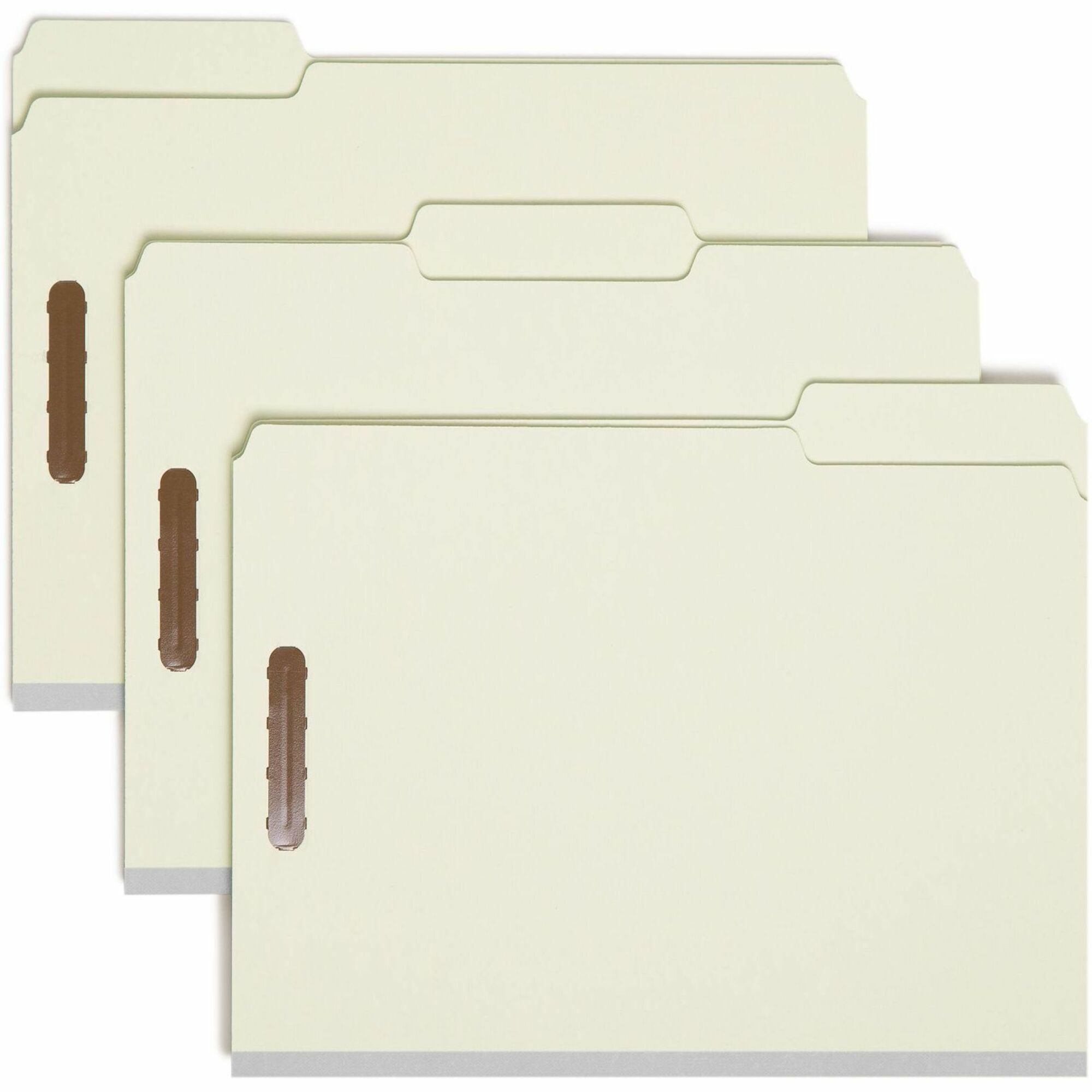Recycled Pressboard Fastener Folders, 3" Expansion, 2 Fasteners, Letter Size, Gray-Green Exterior, 25/Box