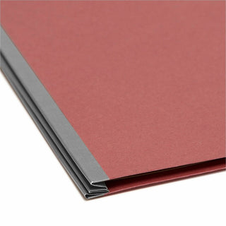 Recycled Pressboard Classification Folders, 2" Expansion, 2 Dividers, 6 Fasteners, Letter Size, Red Exterior, 10/Box