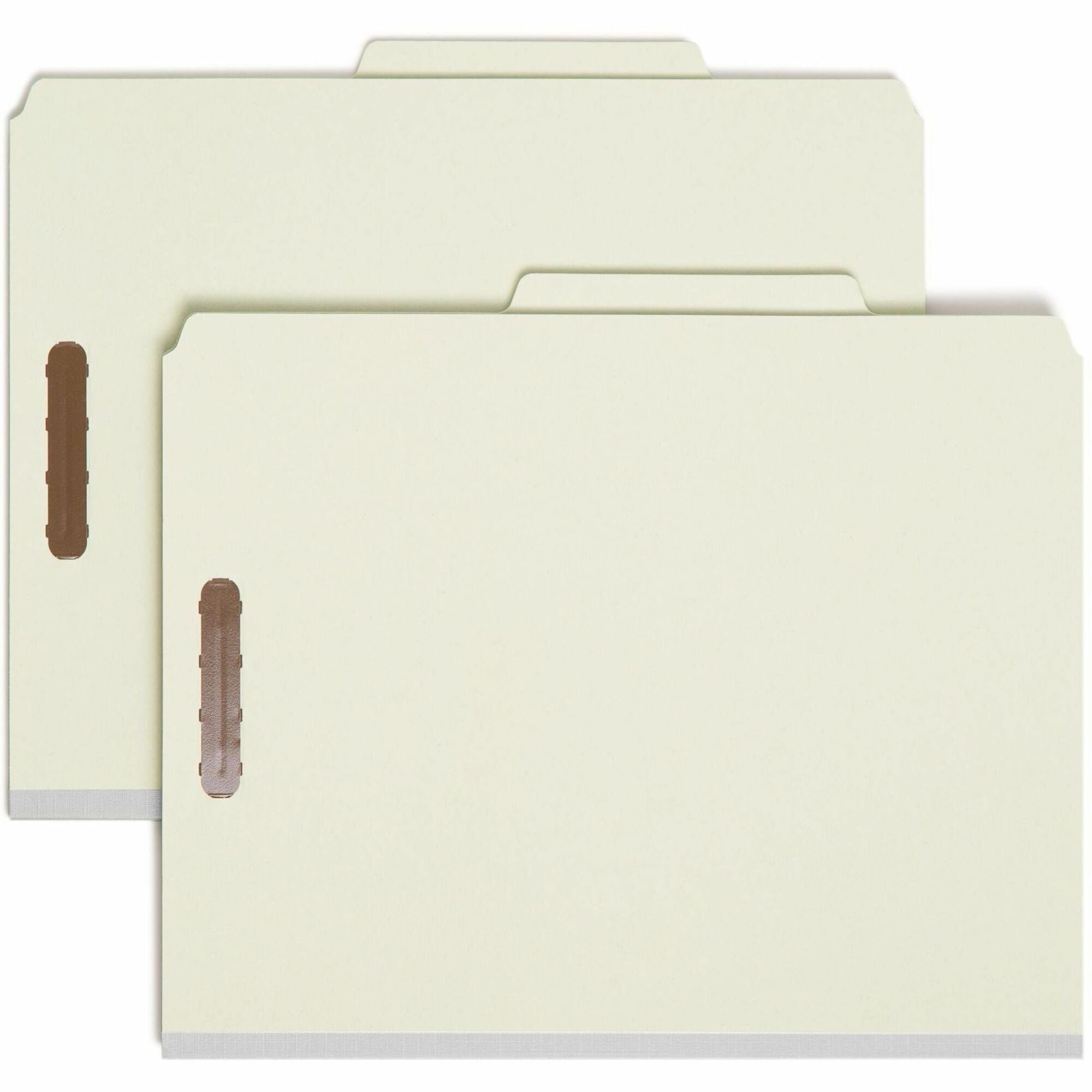 Recycled Pressboard Classification Folders, 2" Expansion, 1 Divider, 4 Fasteners, Letter Size, Gray-Green, 10/Box