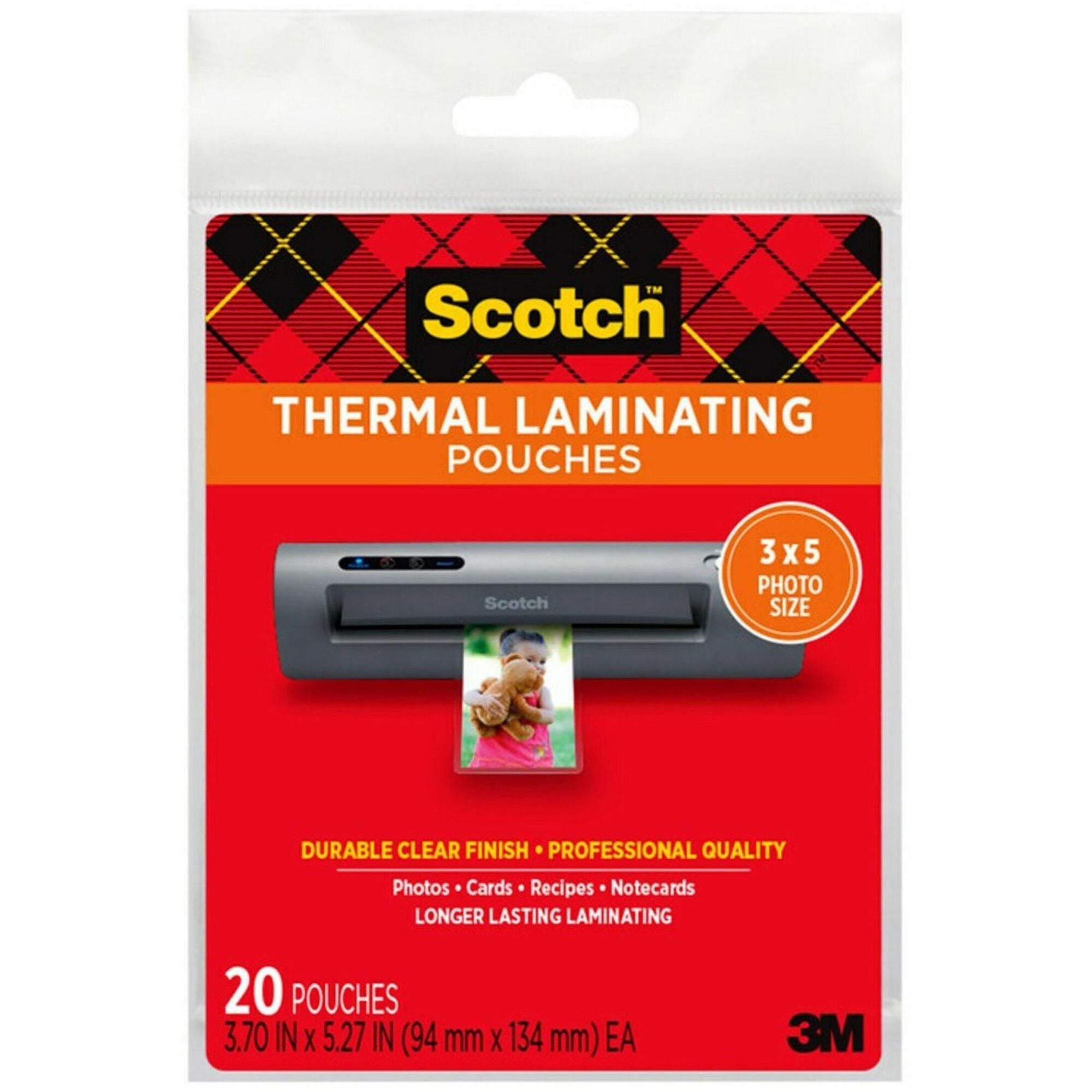 Laminating Pouches, 5 mil, 5.38" x 3.75", Gloss Clear, 20/Pack