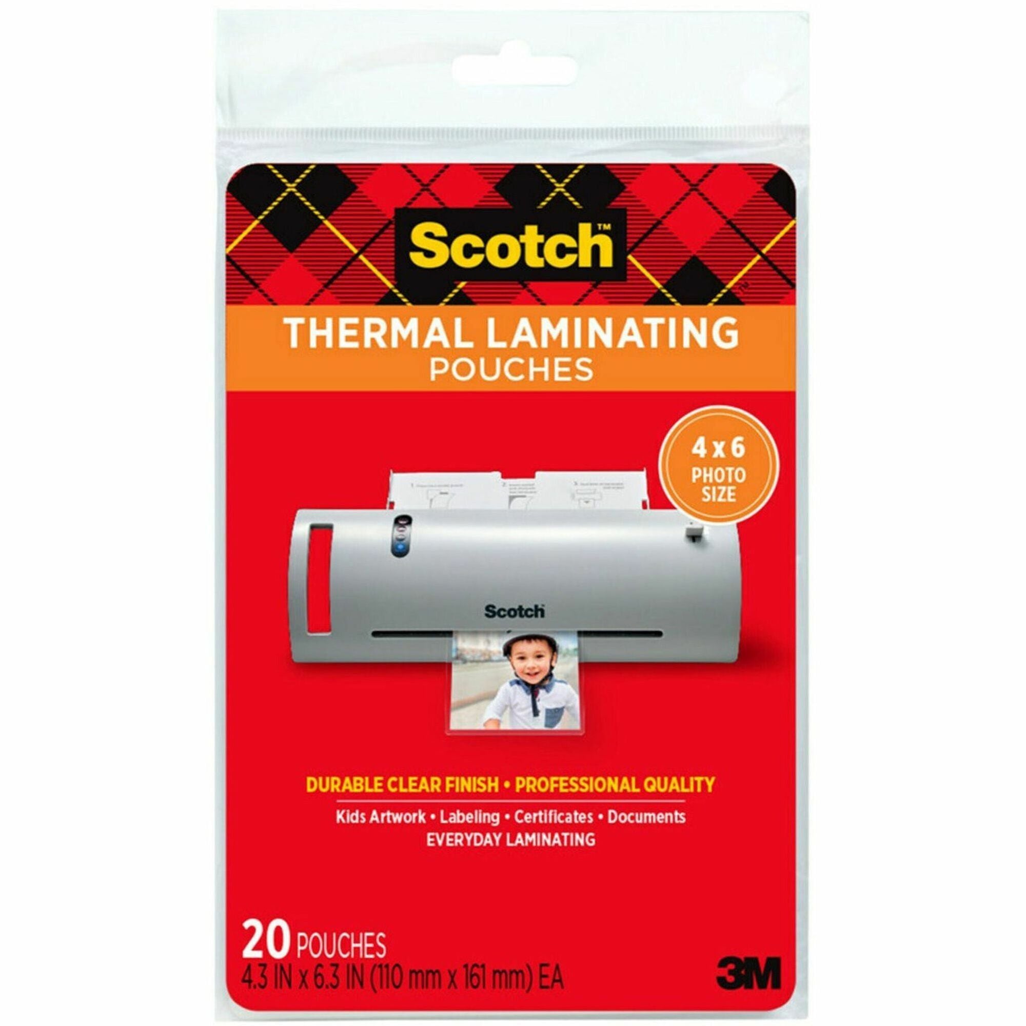 Laminating Pouches, 5 mil, 4.33" x 6.33", Gloss Clear, 20/Pack