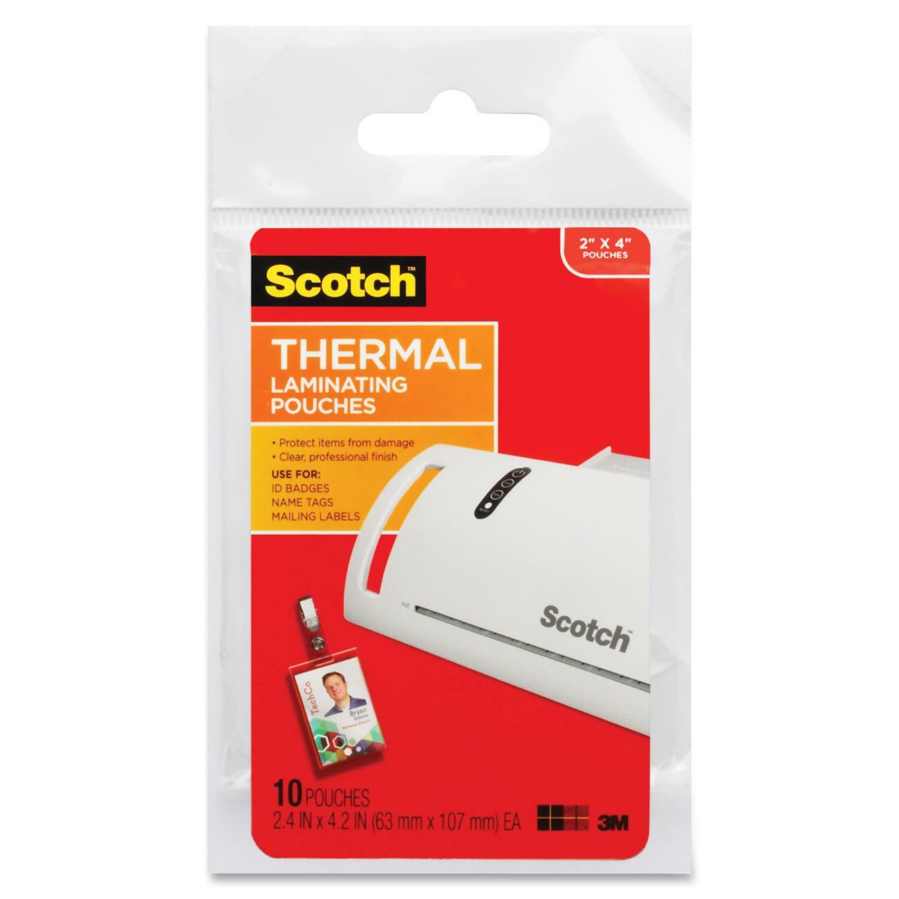 Laminating Pouches, 5 mil, 2.25" x 4.25", Gloss Clear, 10/Pack