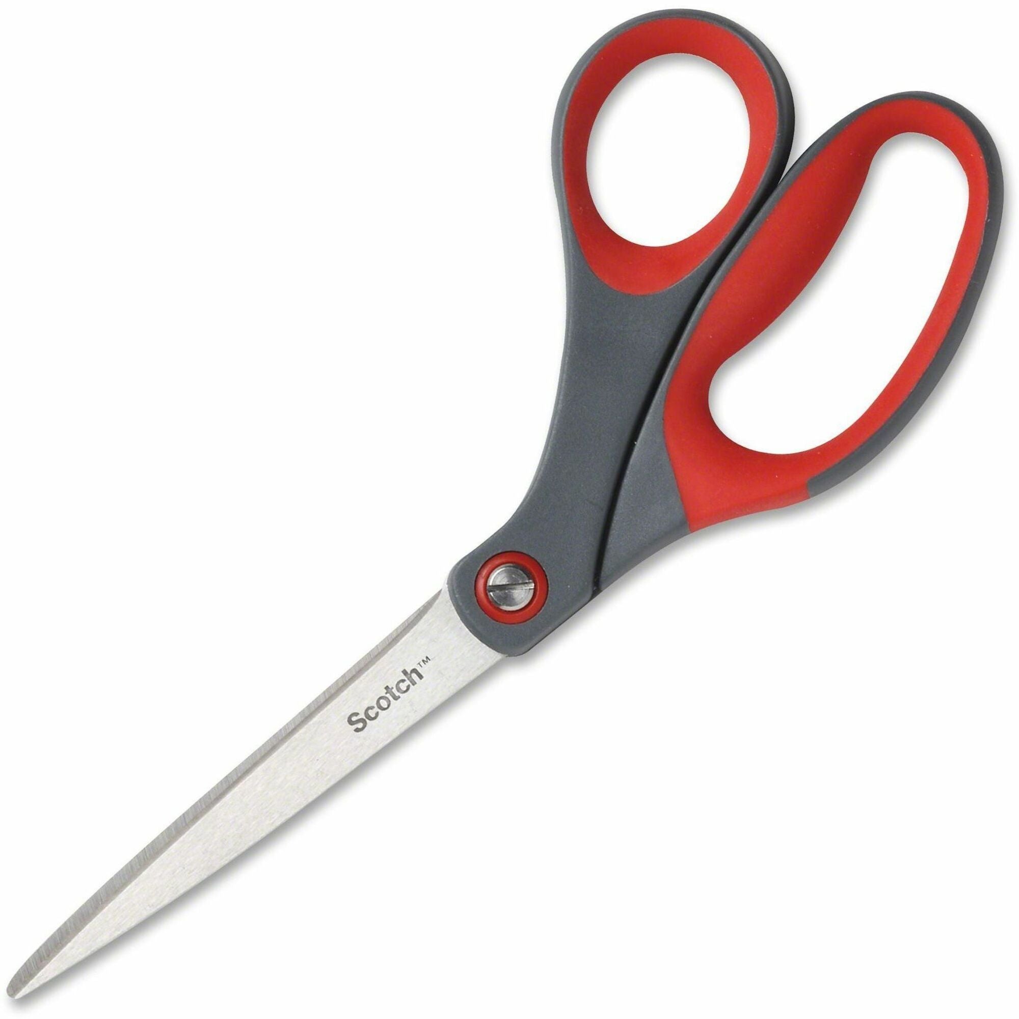 Scotch Precision Scissors - Bent Handles - 8" Overall Length - Left/Right - Stainless Steel - Red, Gray - 1 Each - 