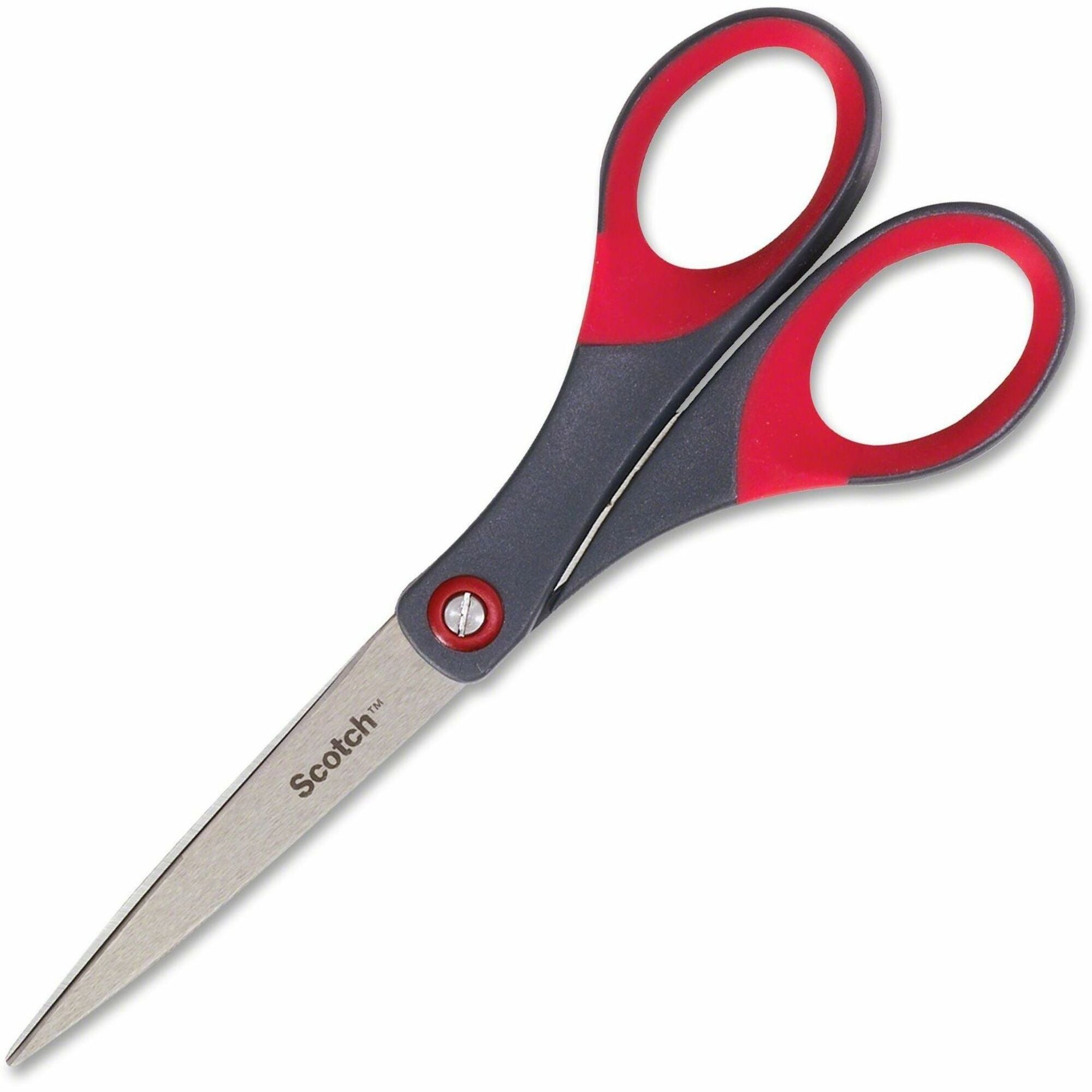 Scotch Precision Scissors - Straight Handles - 7" Overall Length - Left/Right - Stainless Steel - Red, Gray - 1 Each - 