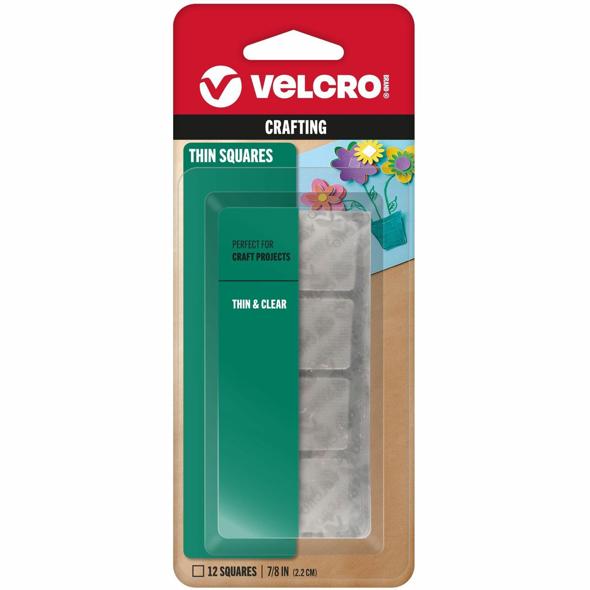 Sticky-Back Fasteners, Removable Adhesive, 0.88" x 0.88", Clear, 12/Pack