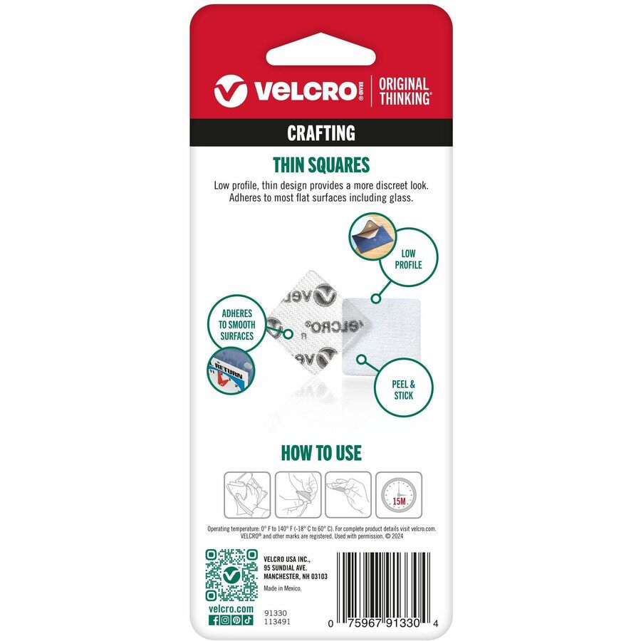 Sticky-Back Fasteners, Removable Adhesive, 0.88" x 0.88", Clear, 12/Pack