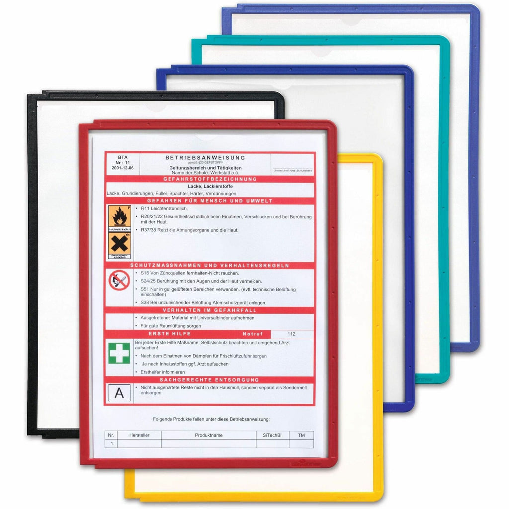 SHERPA Vario Replacement Panels, 1 Section, Clear Panel Assorted Color Borders, 5/Pack