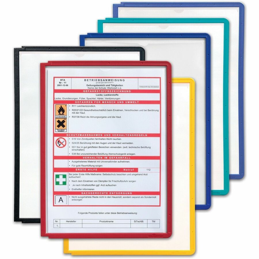 SHERPA Vario Replacement Panels, 1 Section, Clear Panel Assorted Color Borders, 5/Pack