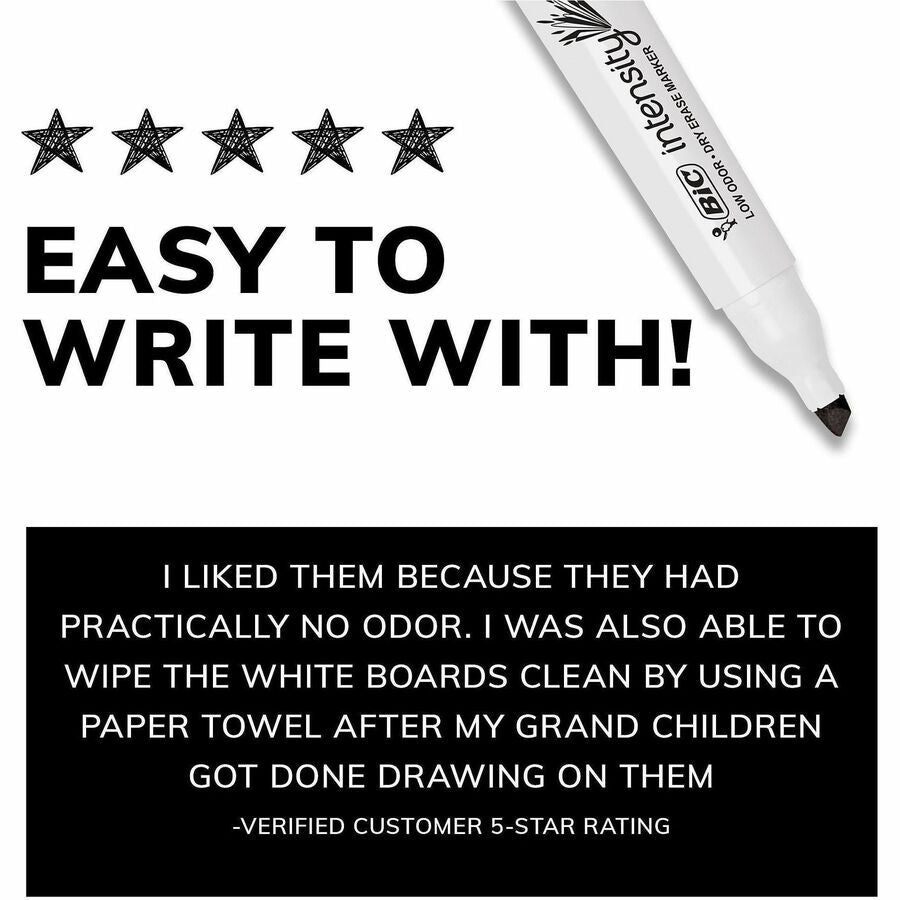 Intensity Low Odor Chisel Tip Dry Erase Marker, Broad Chisel Tip, Blue, Dozen