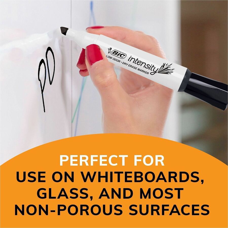 Intensity Low Odor Chisel Tip Dry Erase Marker, Broad Chisel Tip, Blue, Dozen