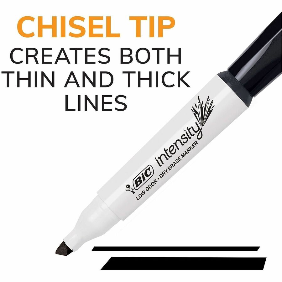 Intensity Low Odor Chisel Tip Dry Erase Marker, Broad Chisel Tip, Blue, Dozen