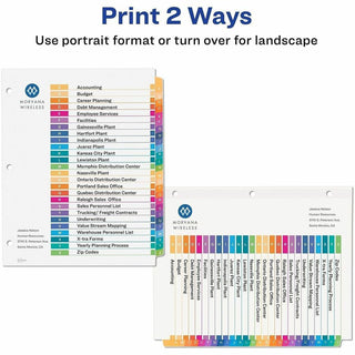 Customizable TOC Ready Index Multicolor Tab Dividers, 26-Tab, A to Z, 11 x 8.5, White, Traditional Color Tabs, 1 Set