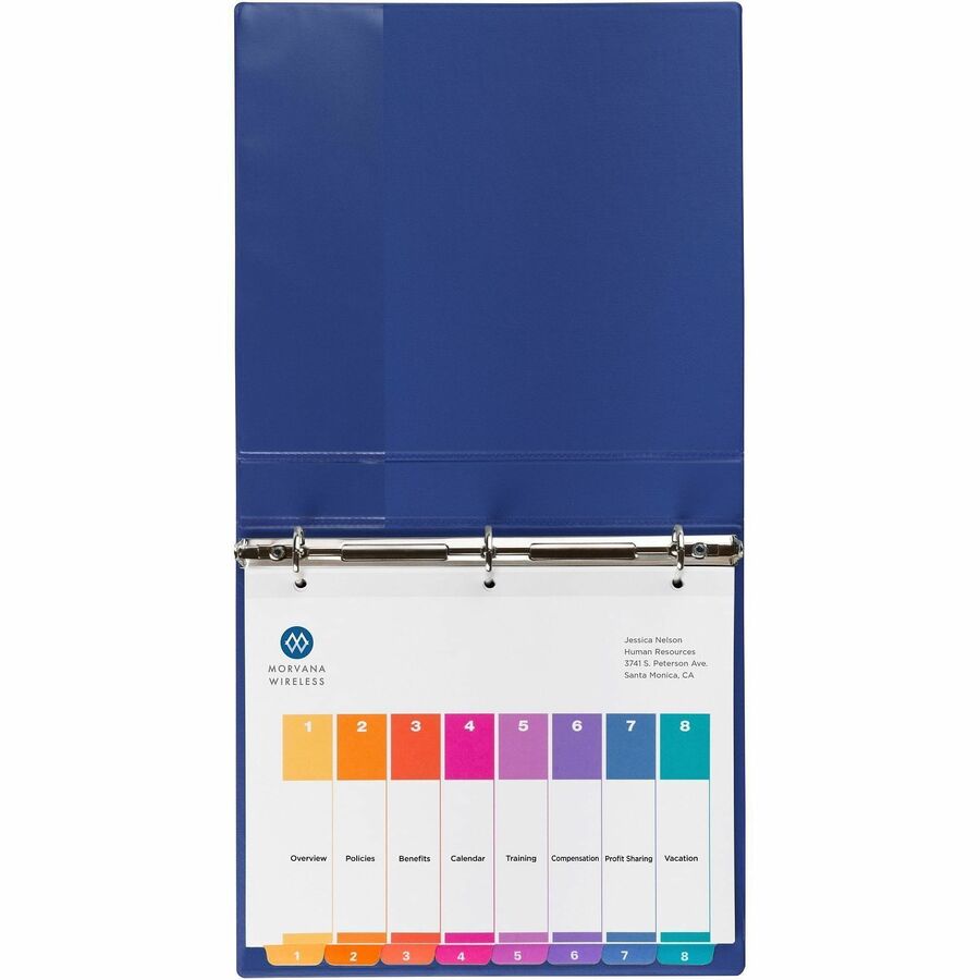 Customizable TOC Ready Index Multicolor Tab Dividers, Uncollated, 8-Tab, 1 to 8, 11 x 8.5, White, 24 Sets
