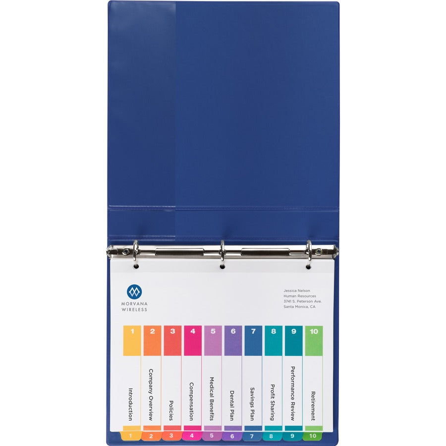 Customizable TOC Ready Index Multicolor Tab Dividers, Uncollated, 10-Tab, 1 to 10, 11 x 8.5, White, 24 Sets