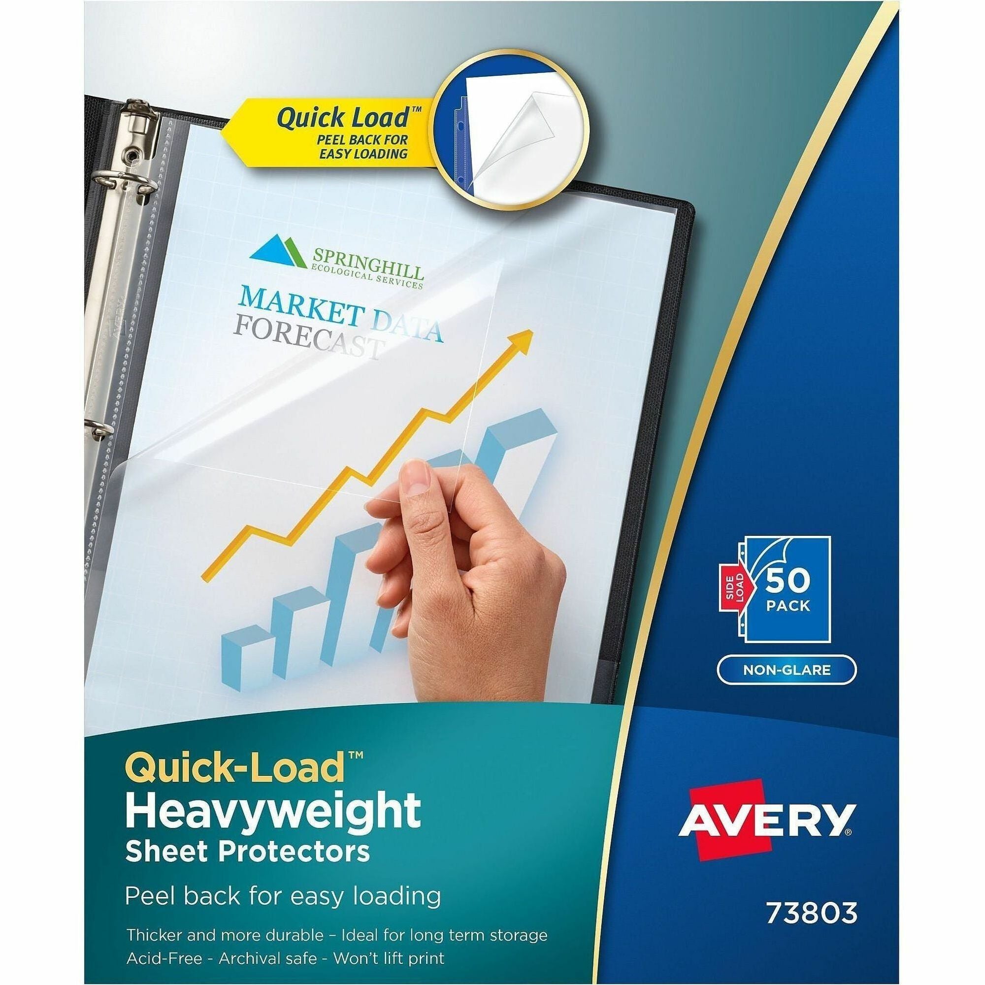 Quick Top and Side Loading Sheet Protectors, Letter, Non-Glare, 50/Box