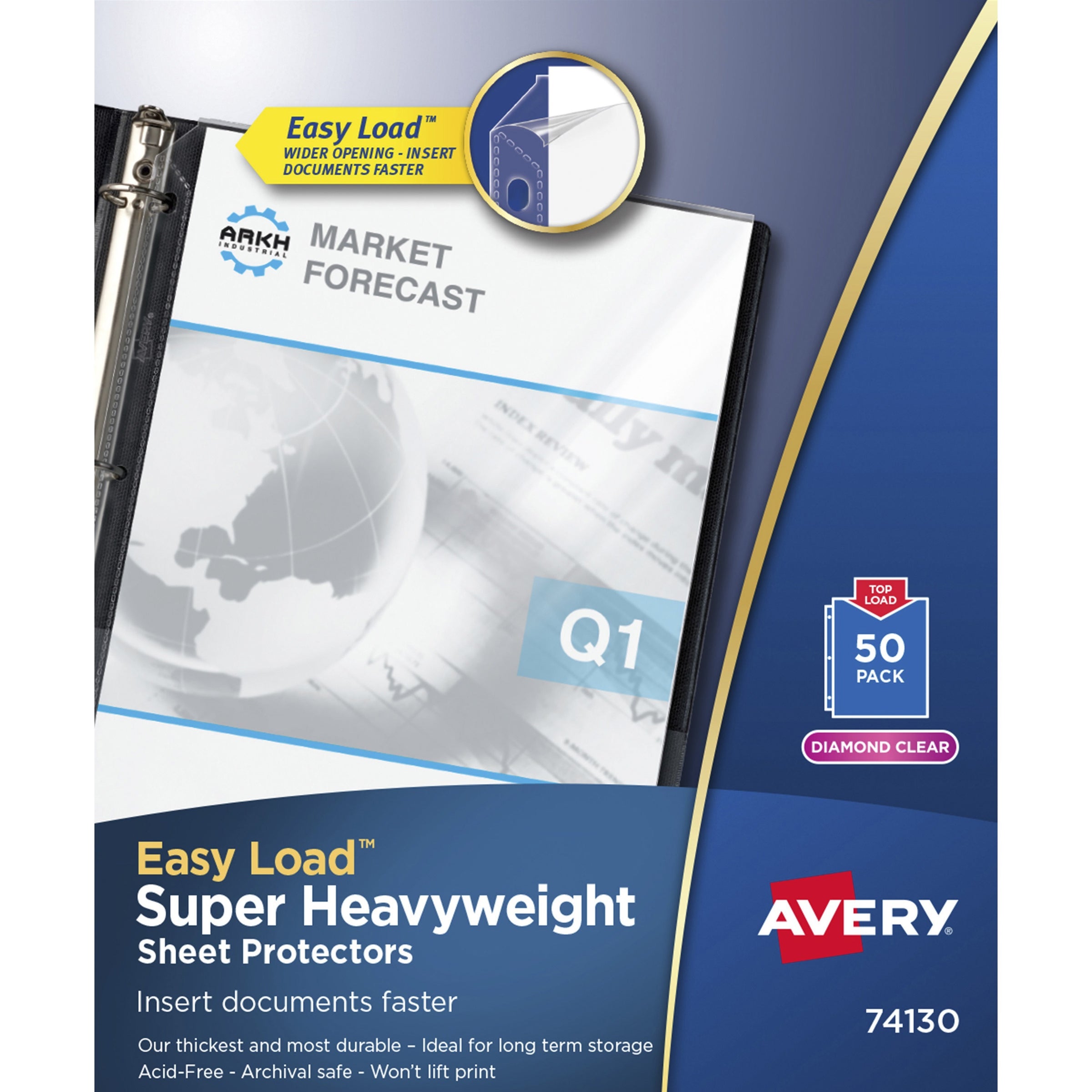 Top-Load Poly Sheet Protector, Super Heavy Gauge, Letter, Diamond Clear, 50/Box