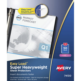 Top-Load Poly Sheet Protector, Super Heavy Gauge, Letter, Diamond Clear, 50/Box