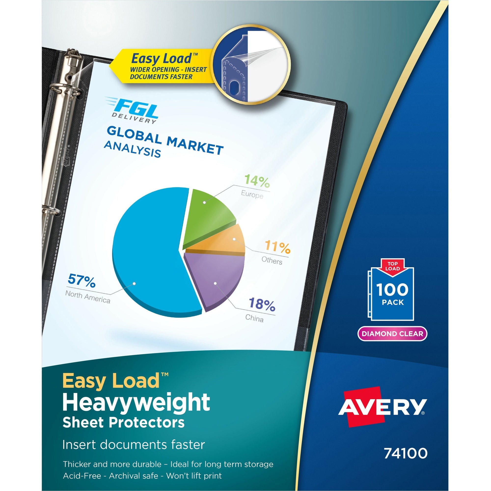Top-Load Poly Sheet Protectors, Heavy Gauge, Letter, Diamond Clear, 100/Box
