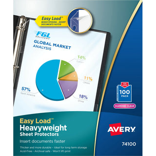 Top-Load Poly Sheet Protectors, Heavy Gauge, Letter, Diamond Clear, 100/Box