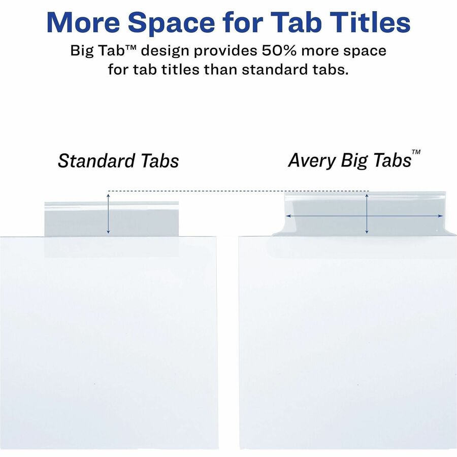 Insertable Big Tab Dividers, 8-Tab, 11.13 x 9.25, White, Assorted Tabs, 1 Set
