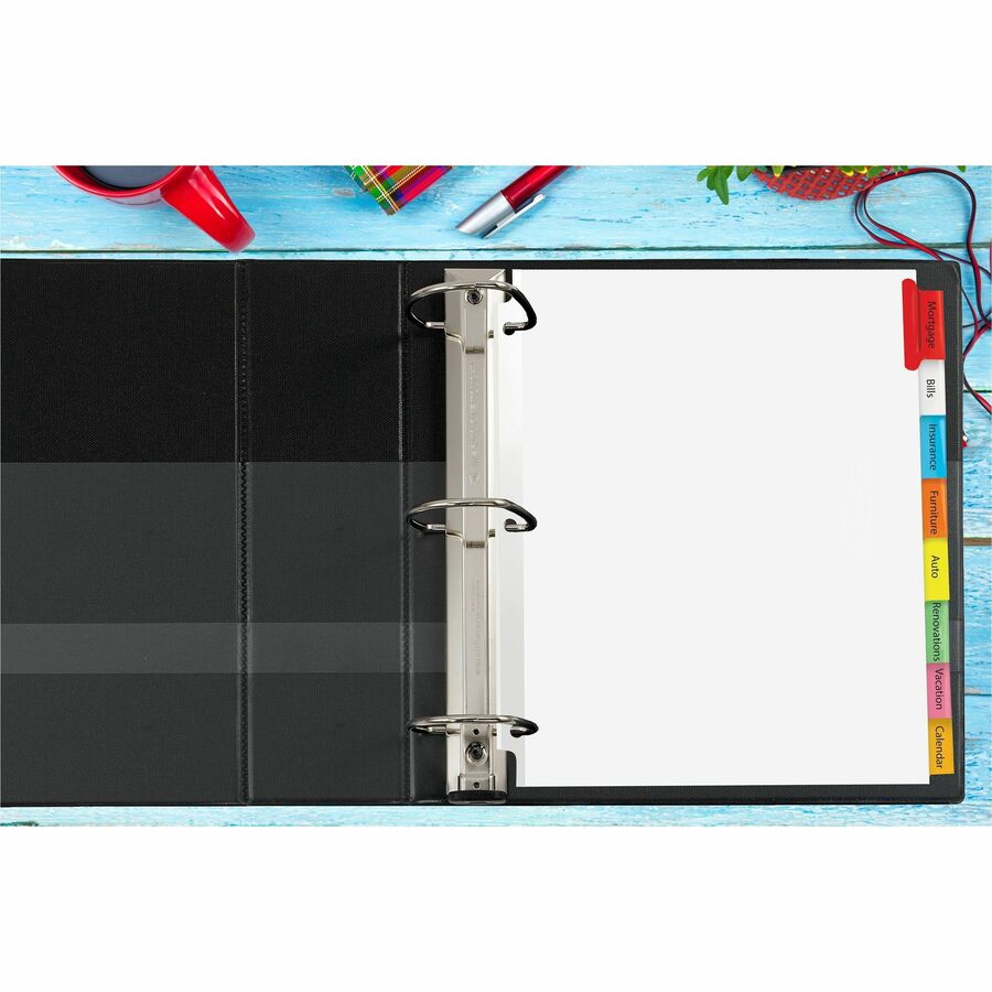 Insertable Big Tab Dividers, 8-Tab, 11.13 x 9.25, White, Assorted Tabs, 1 Set