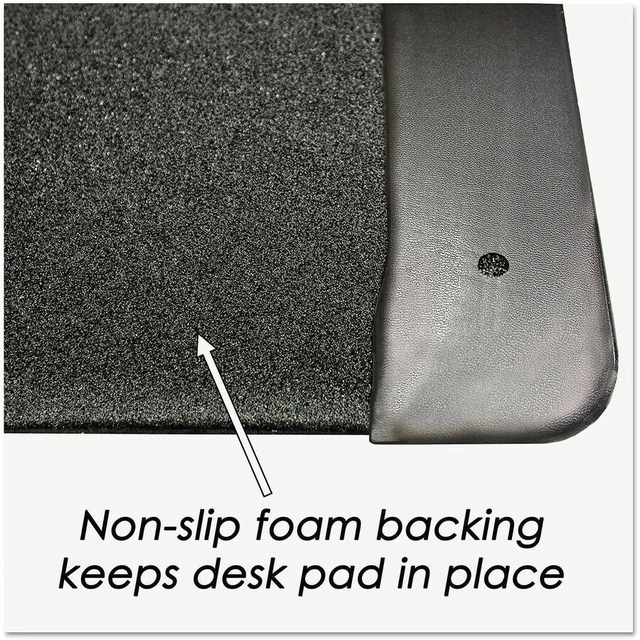 Executive Desk Pad with Antimicrobial Protection, Leather-Like Side Panels, 24 x 19, Black