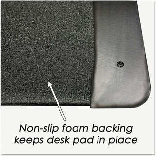 Executive Desk Pad with Antimicrobial Protection, Leather-Like Side Panels, 24 x 19, Black