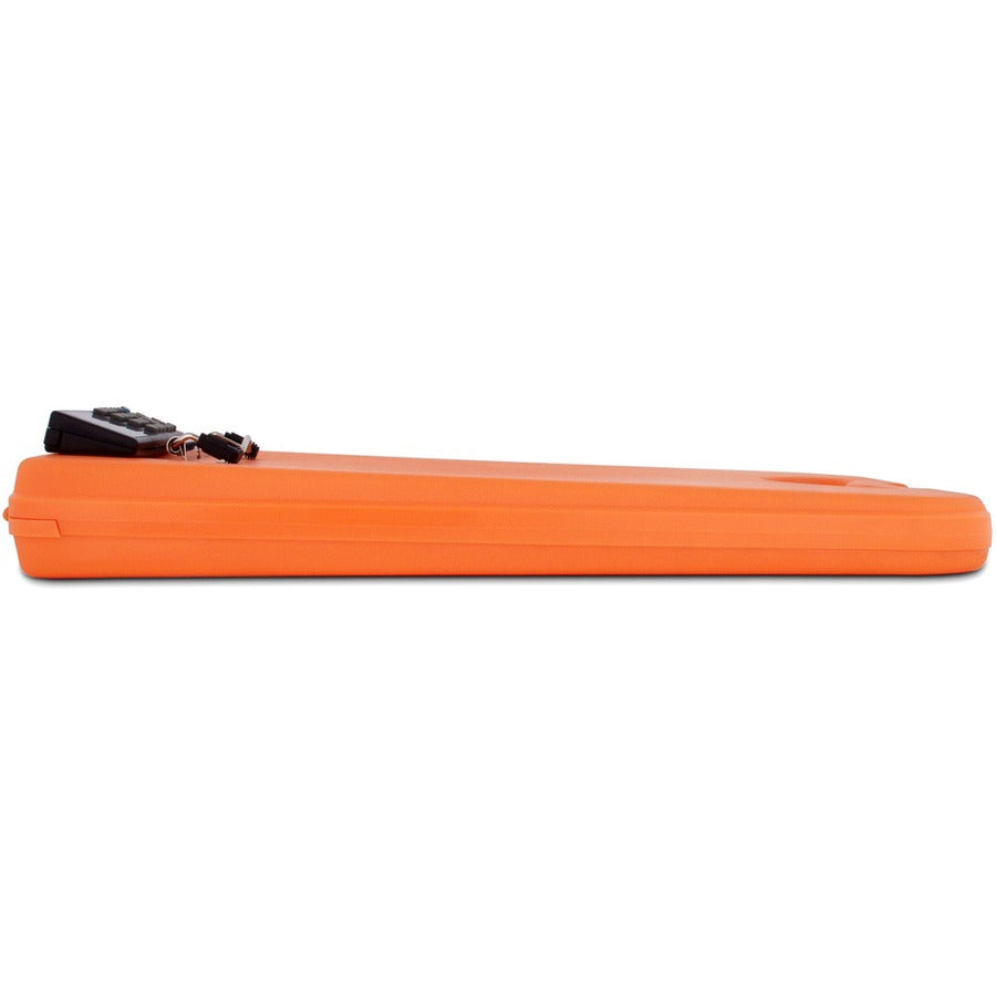 DeskMate II with Calculator, 0.5" Clip Capacity, Holds 8.5 x 11 Sheets, Hi-Vis Orange
