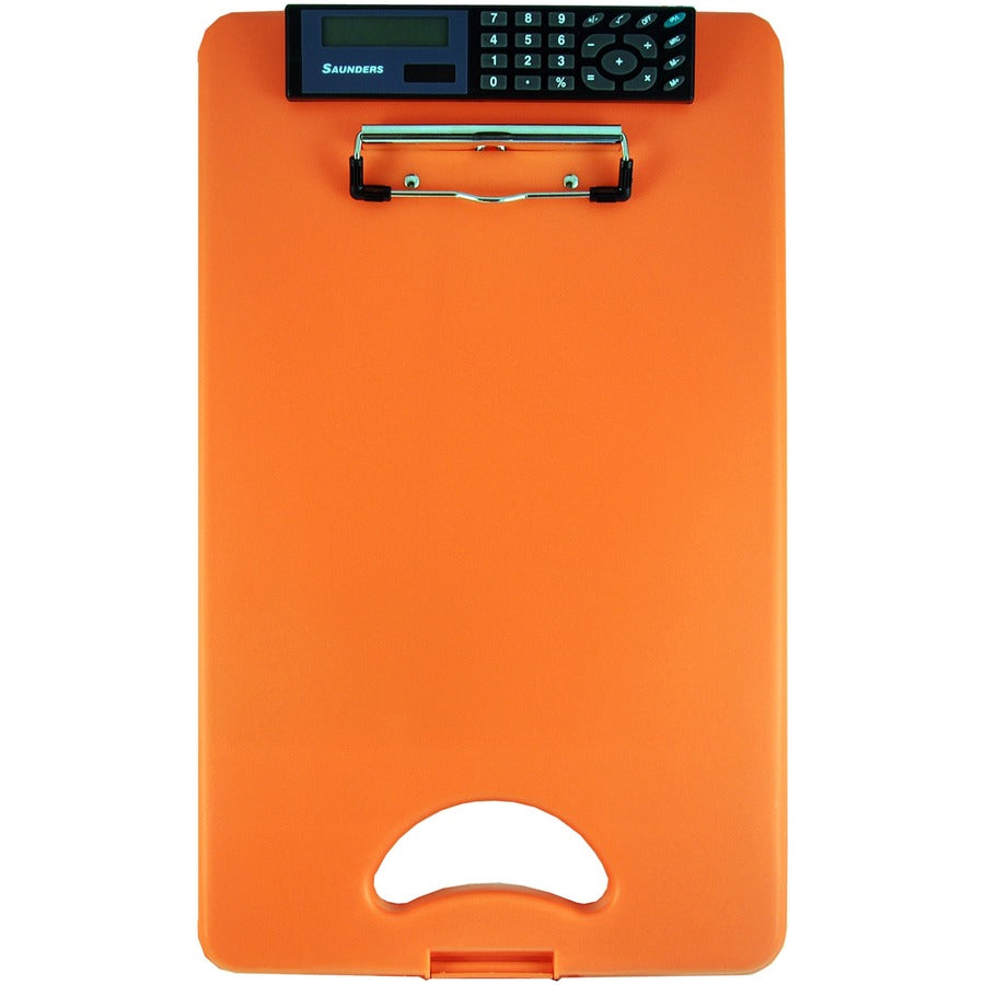 DeskMate II with Calculator, 0.5" Clip Capacity, Holds 8.5 x 11 Sheets, Hi-Vis Orange