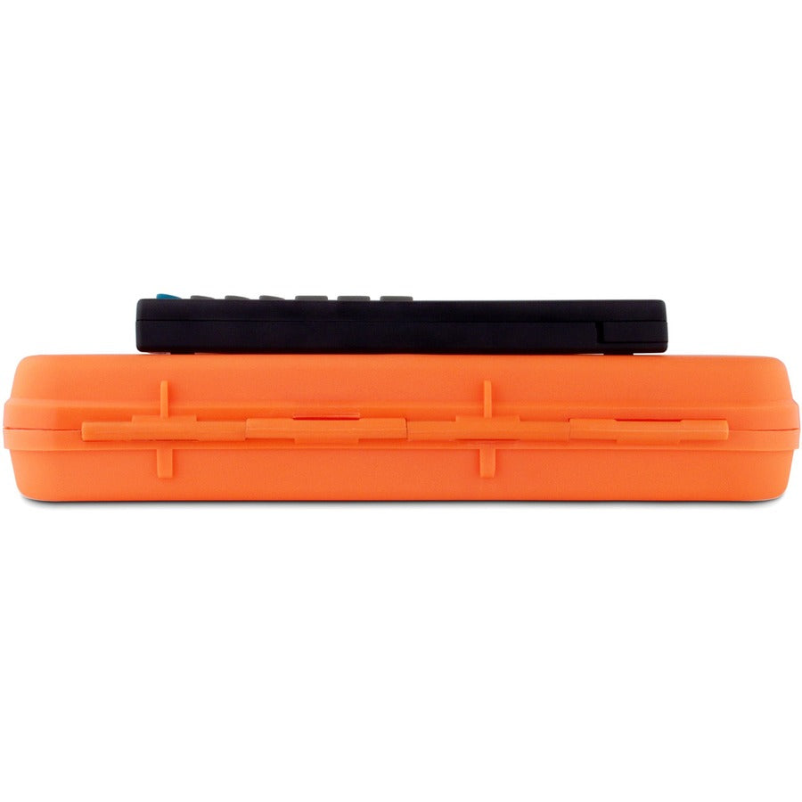 DeskMate II with Calculator, 0.5" Clip Capacity, Holds 8.5 x 11 Sheets, Hi-Vis Orange