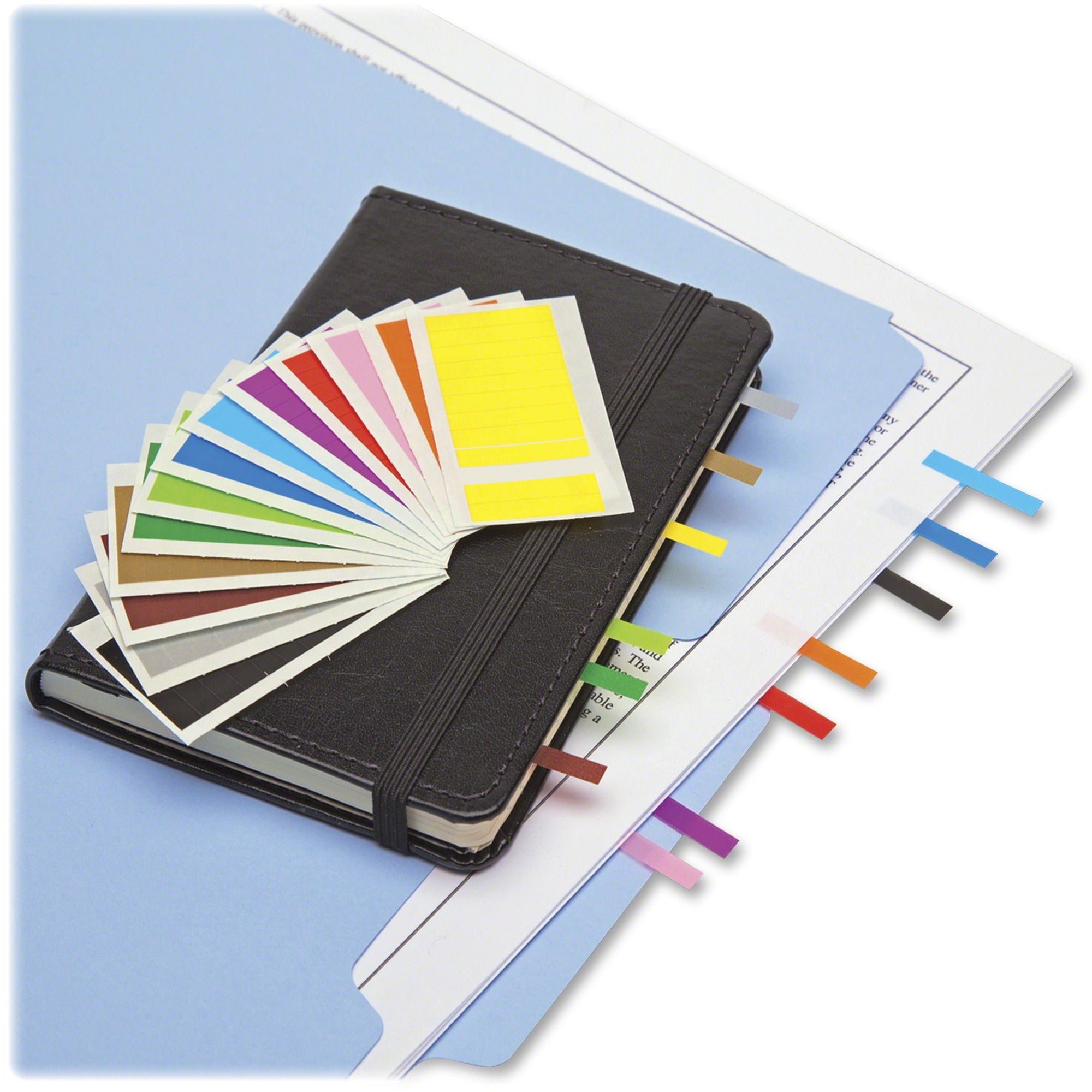Redi-Tag Assorted Color Small Page Flags Bulk - 900 x Red, 900 x Yellow, 900 x Blue, 900 x Purple - 1" x 0.18" - Rectangle - Assorted - Repositionable - 900 / Pack - 