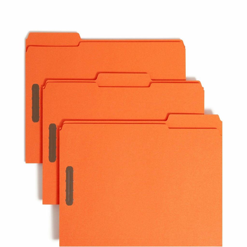Top Tab Colored Fastener Folders, 0.75" Expansion, 2 Fasteners, Letter Size, Orange Exterior, 50/Box