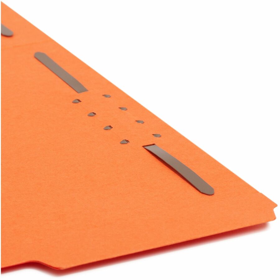 Top Tab Colored Fastener Folders, 0.75" Expansion, 2 Fasteners, Letter Size, Orange Exterior, 50/Box