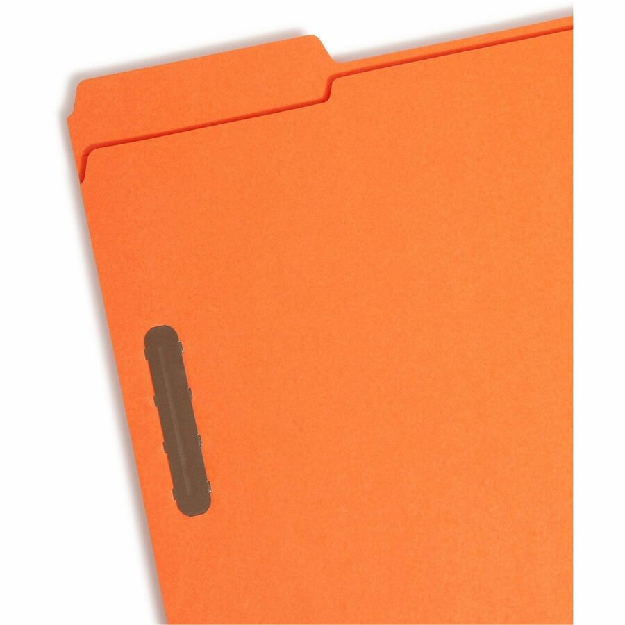 Top Tab Colored Fastener Folders, 0.75" Expansion, 2 Fasteners, Letter Size, Orange Exterior, 50/Box
