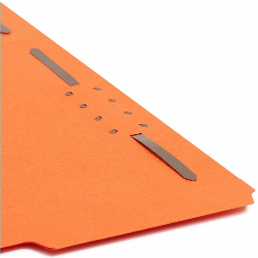 Top Tab Colored Fastener Folders, 0.75" Expansion, 2 Fasteners, Letter Size, Orange Exterior, 50/Box
