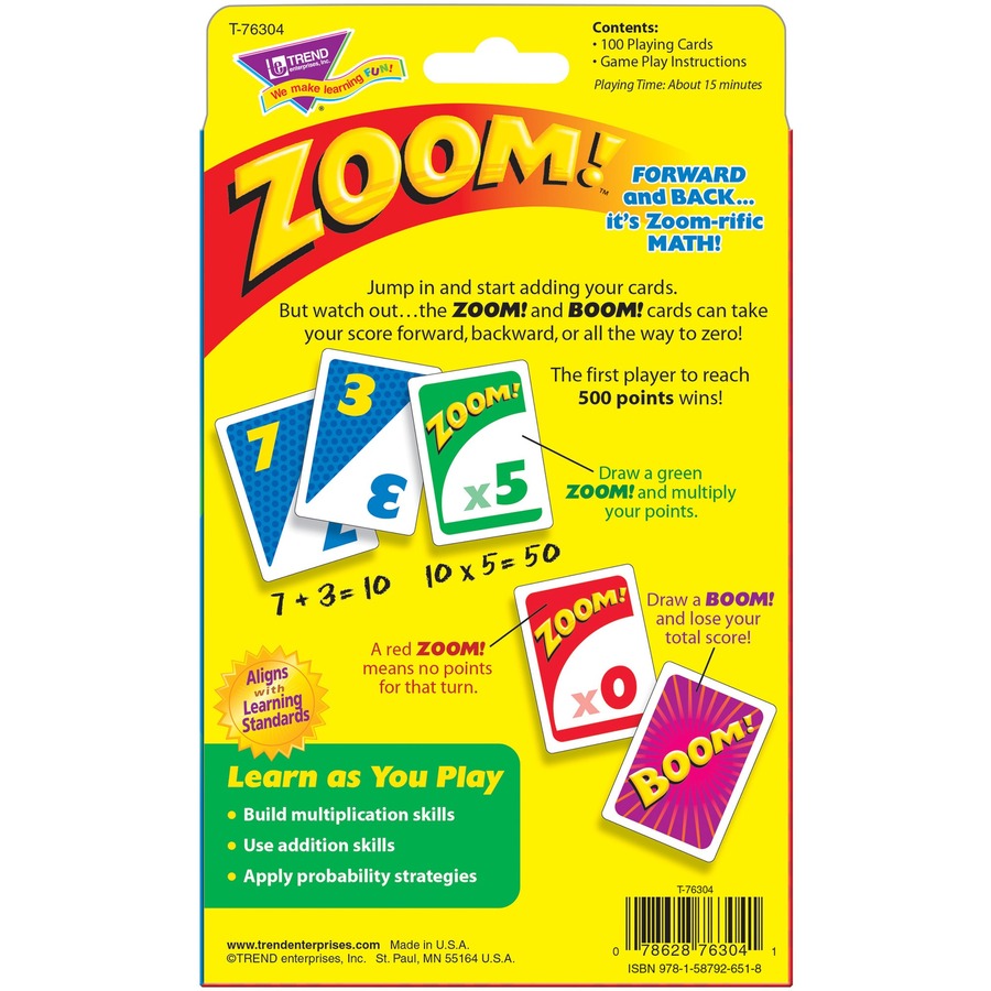Zoom Math Card Game, Ages 9 and Up, 100 Cards/Set