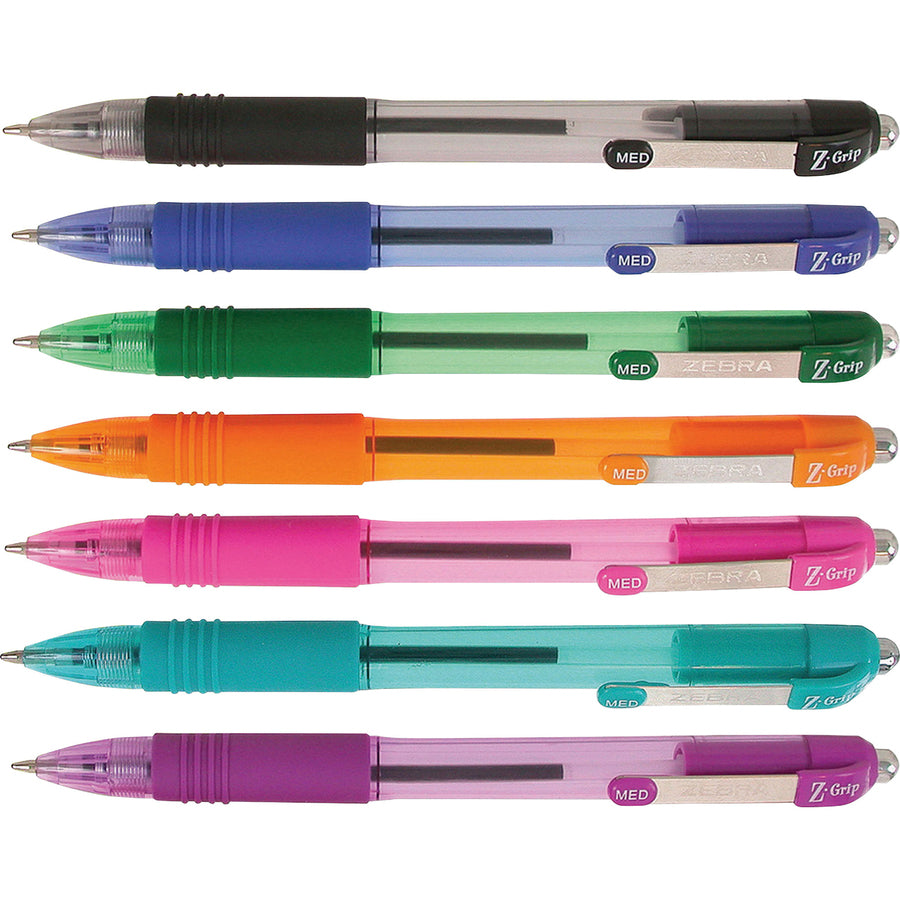 zebra-z-grip-retractable-ballpoint-pens-medium-pen-point-1-mm-pen-point-size-retractable-assorted-assorted-barrel-7-pack_zeb22276 - 4