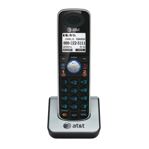 AT&T TL86009 DECT 6.0 Accessory Handset for AT&T TL86109, Black - Cordless - Headset Port - Silver