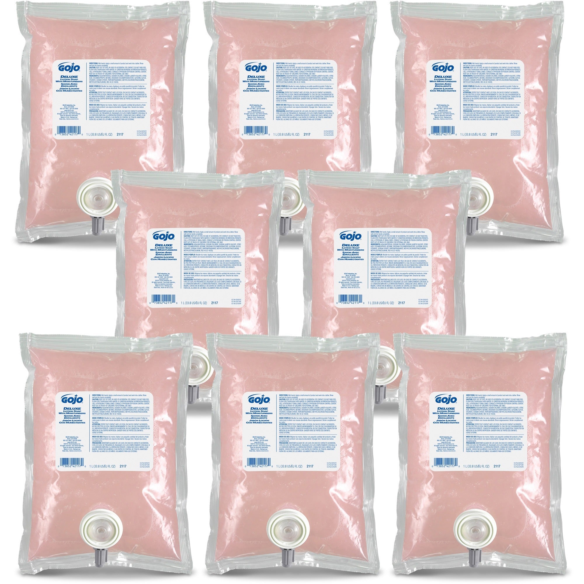 Gojo NXT Space Saver Deluxe Lotion Soap Refill - 33.8 fl oz (1000 mL) - Kill Germs - Hand - Moisturizing - Bio-based - 8 / Carton