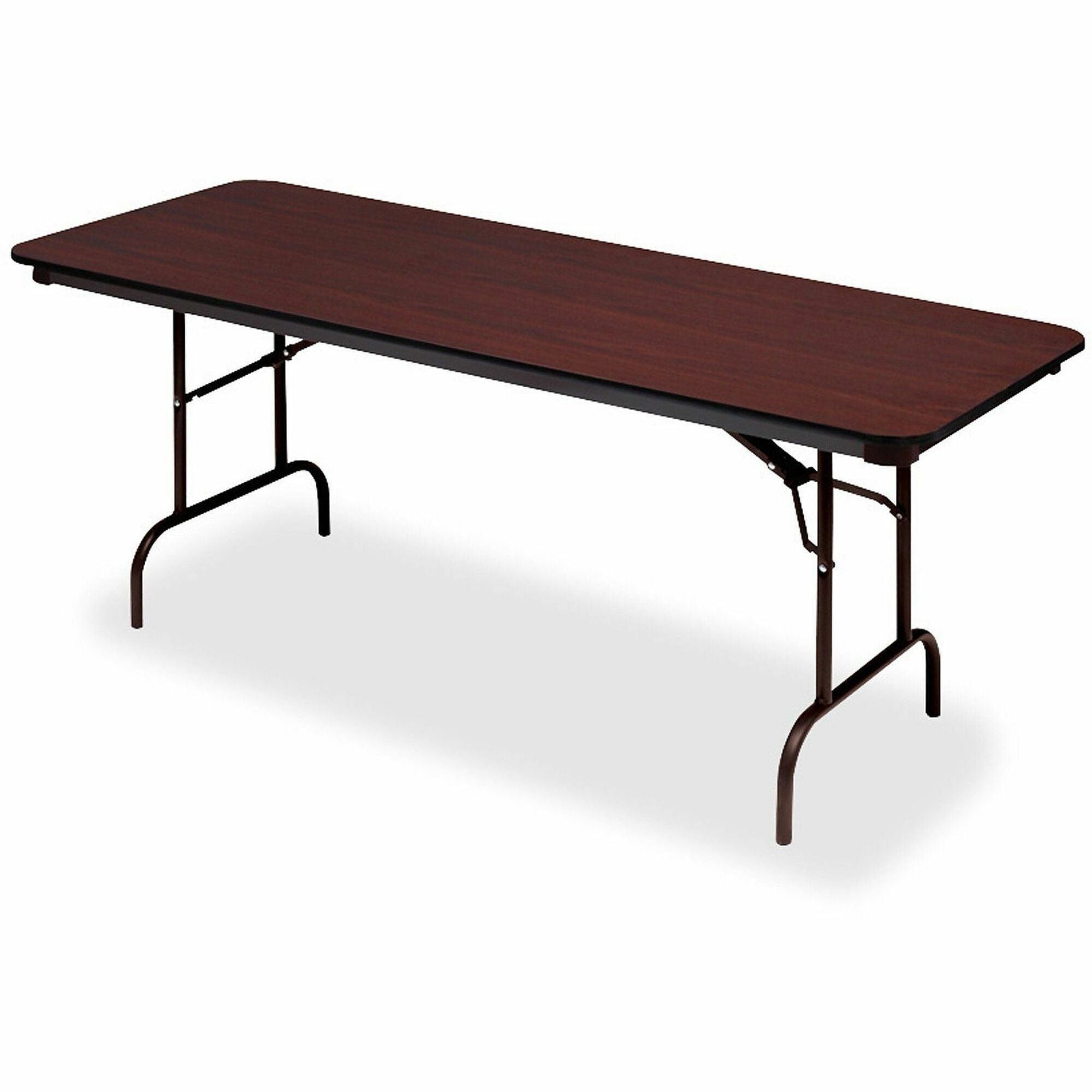 OfficeWorks Commercial Wood-Laminate Folding Table, Rectangular, 96" x 30" x 29", Mahogany