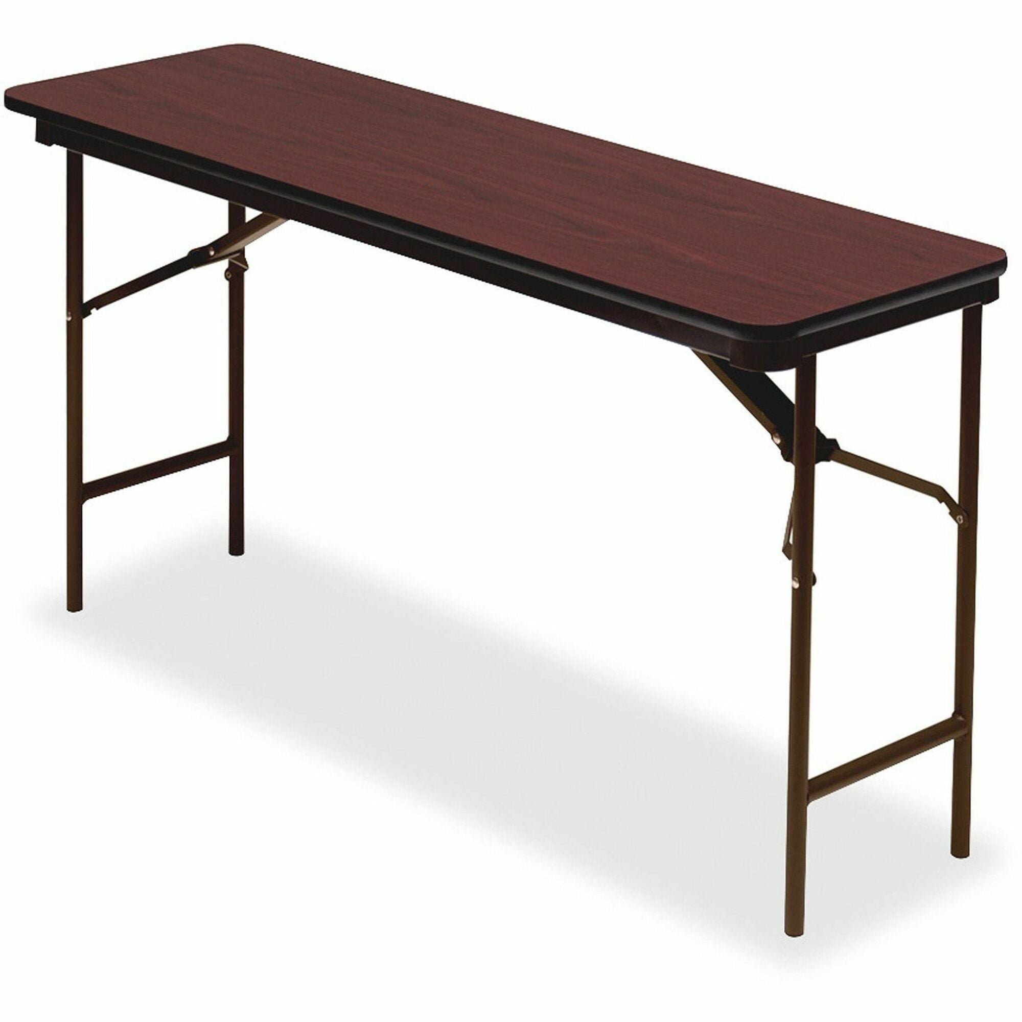 OfficeWorks Commercial Wood-Laminate Folding Table, Rectangular, 72" x 18" x 29", Mahogany