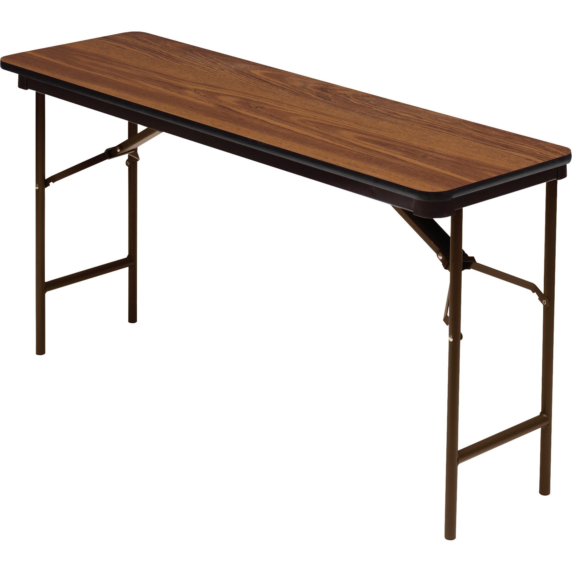 Iceberg - Premium Wood Laminate Folding Table, Rectangular, 72w x 18d x 29h, Oak, Sold as 1 EA - 1