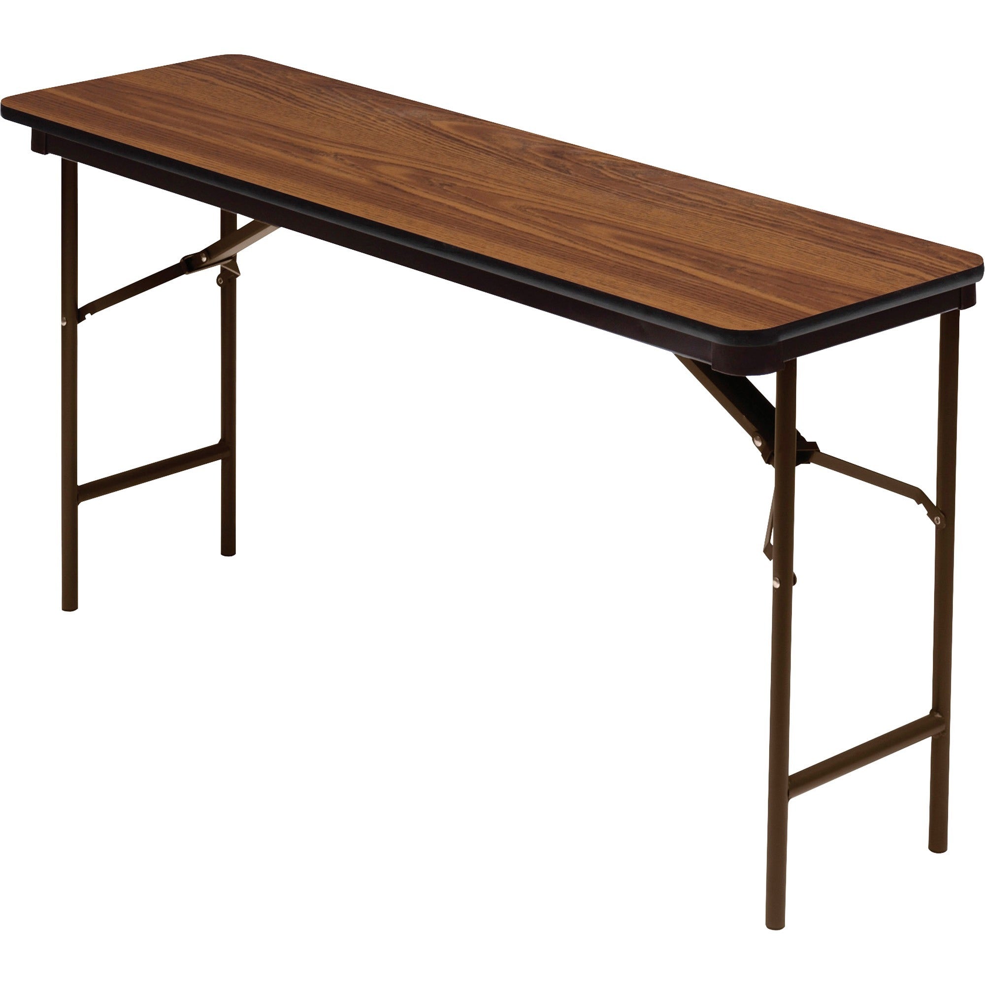 Iceberg - Premium Wood Laminate Folding Table, Rectangular, 72w x 18d x 29h, Oak, Sold as 1 EA