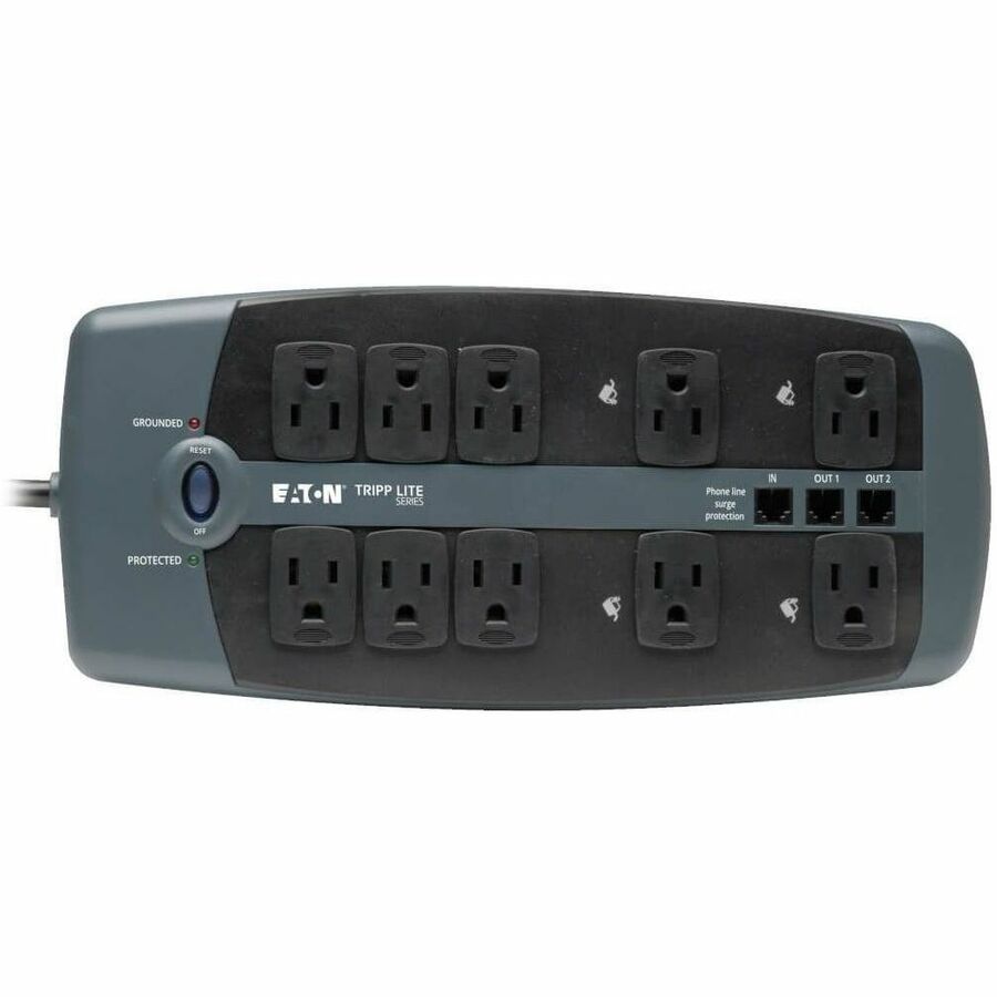 Protect It! Surge Protector, 10 AC Outlets, 8 ft Cord, 2,395 J, Black