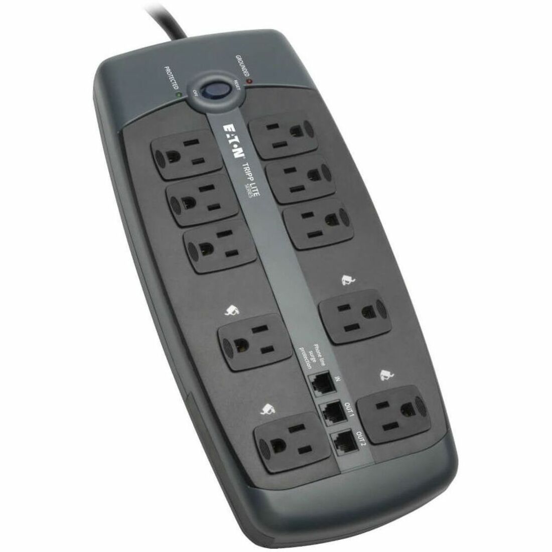 Protect It! Surge Protector, 10 AC Outlets, 8 ft Cord, 2,395 J, Black