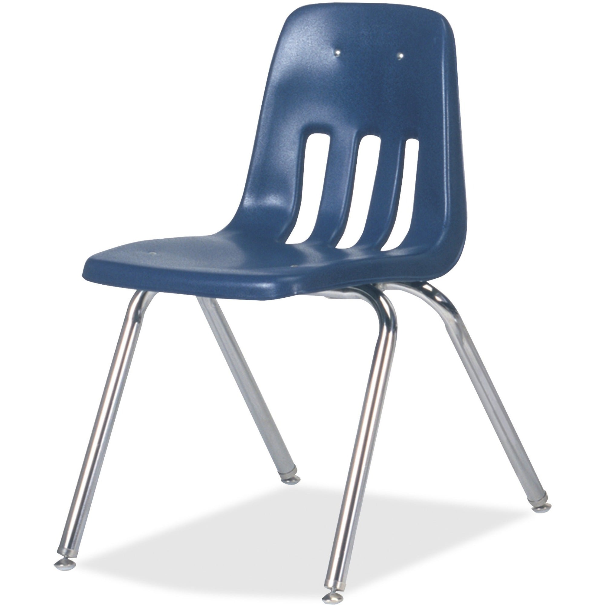 Virco Classic 9018 Stack Chair - Chrome Frame18.75" x 21.5" x 30.62" - Plastic Navy Seat