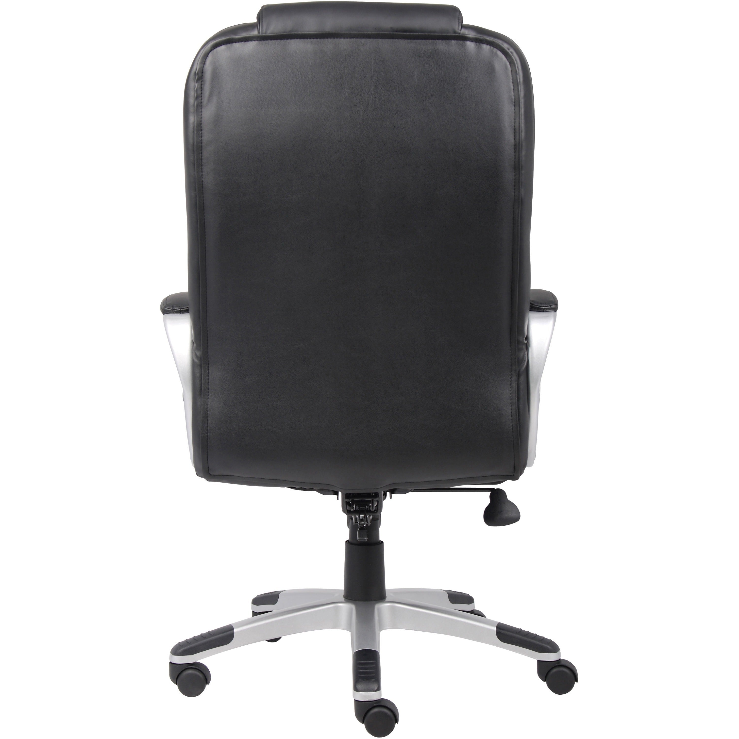 Boss High Back Executive Chair - Black LeatherPlus Seat - Black, Gray Nylon Frame - 5-star Base - 1 Each - 4