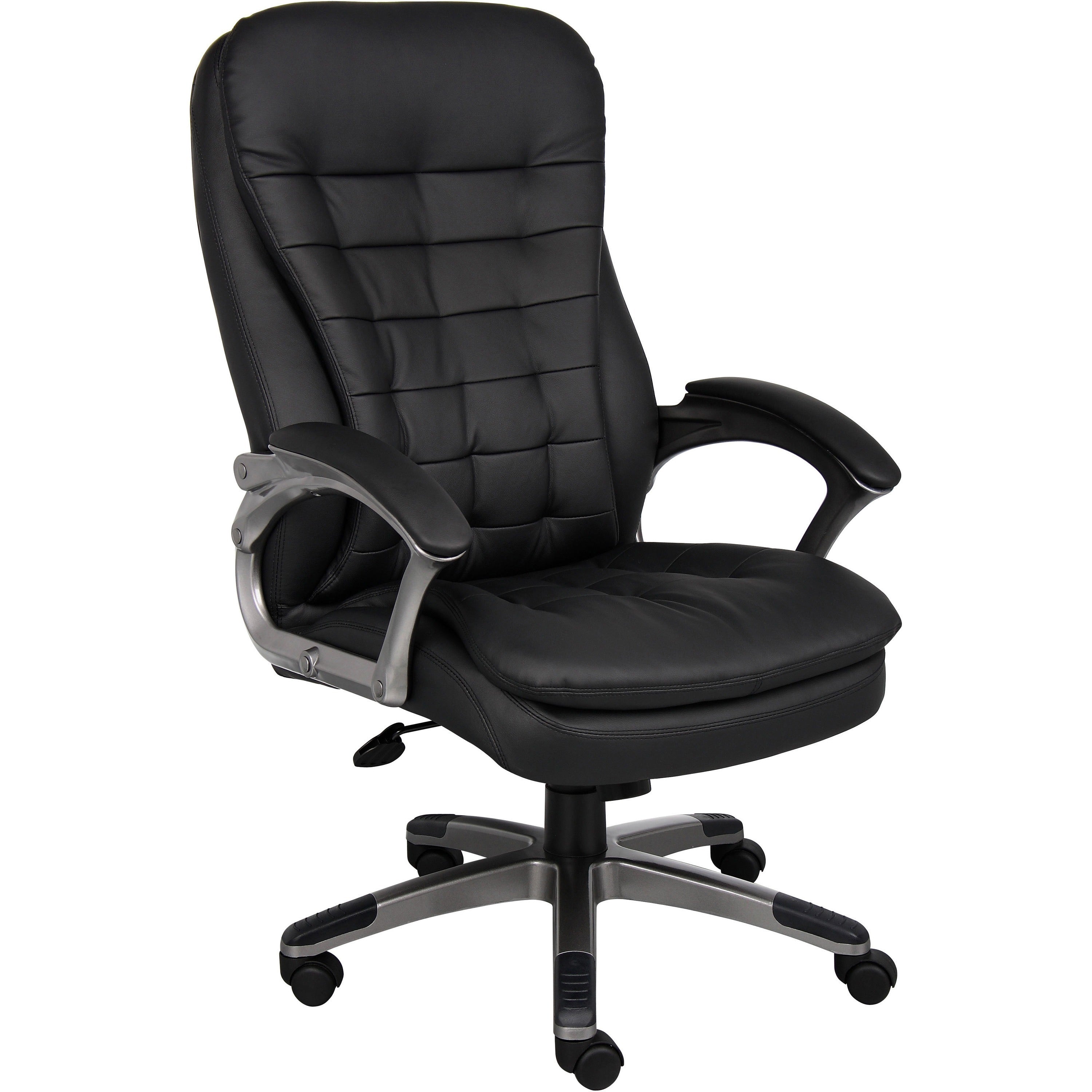 Boss High Back Executive Chair - Black Vinyl Seat - Black, Gray Nylon Frame - 5-star Base - 1 Each - 1