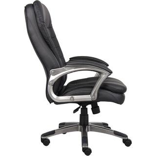 Boss High Back Executive Chair - Black Vinyl Seat - Black, Gray Nylon Frame - 5-star Base - 1 Each