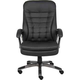 Boss High Back Executive Chair - Black Vinyl Seat - Black, Gray Nylon Frame - 5-star Base - 1 Each